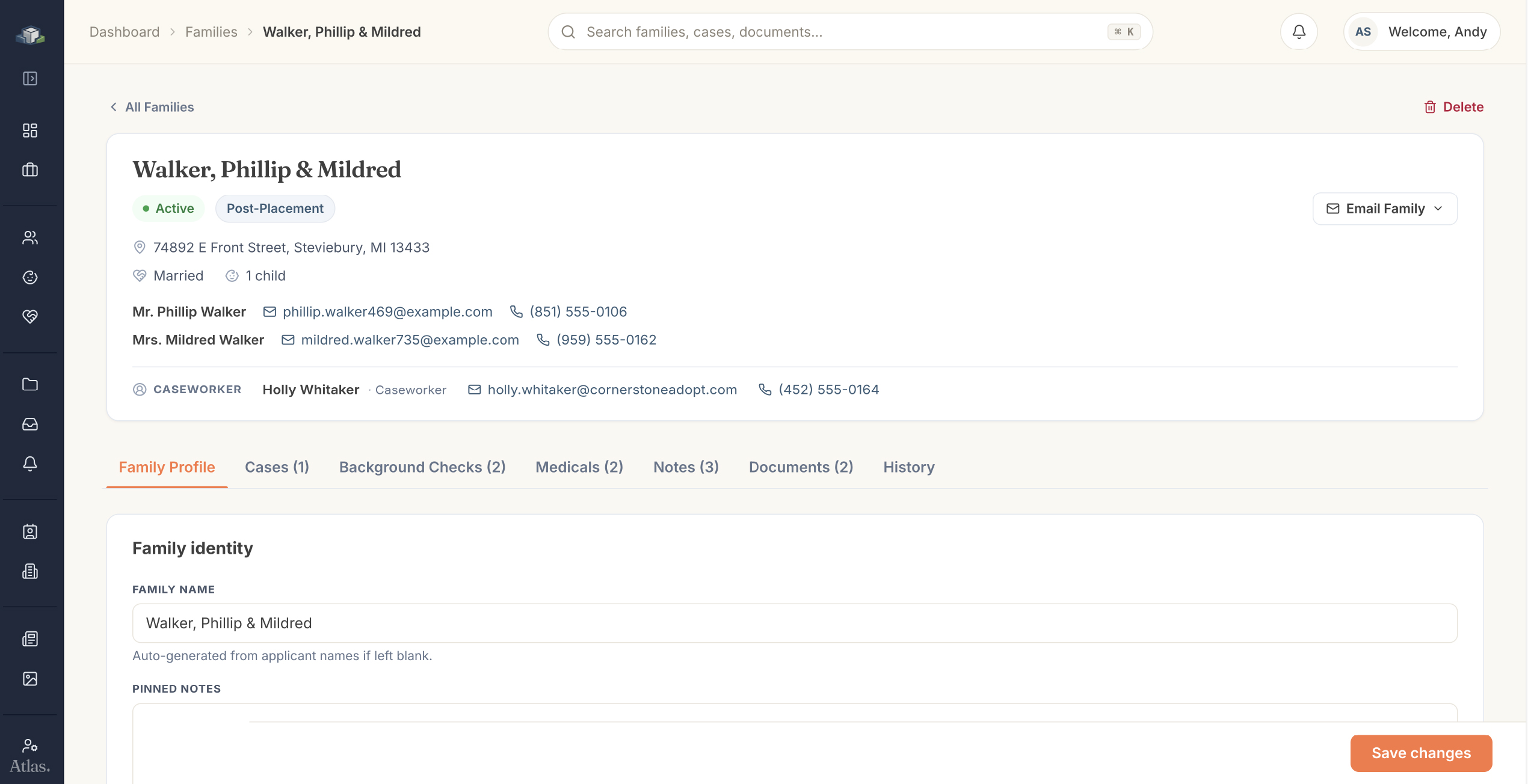 Family record screenshot